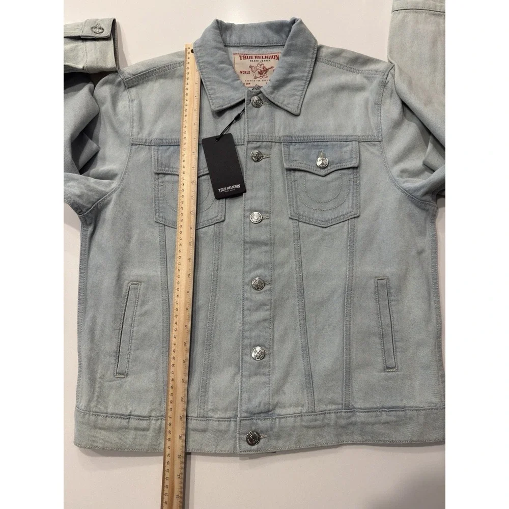 True Religion Jesse SN Trucker Jacket Light Blossom Wash 108073 Mens Medium NWT